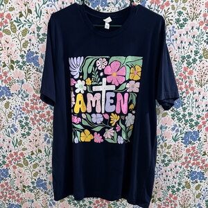 Bella Canvas Navy Tee with Colorful Floral Design
